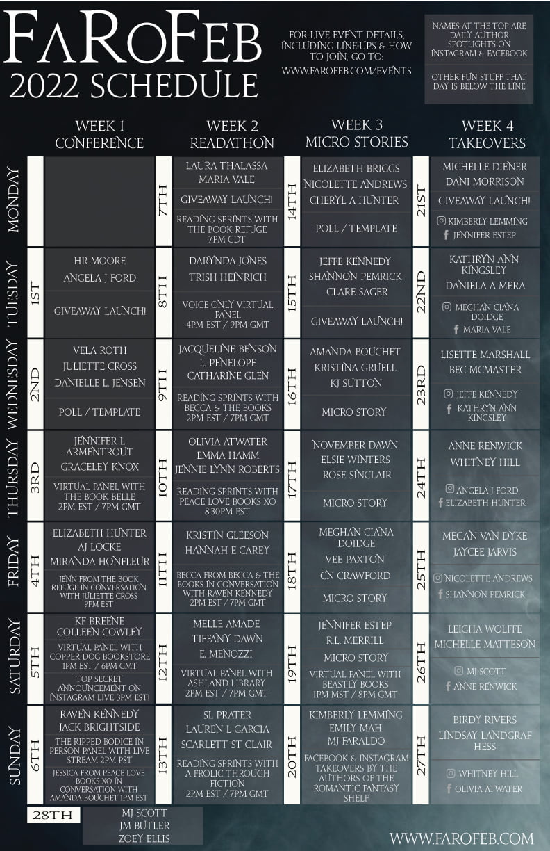 2022 Schedule - FaRoFeb (Fantasy Romance February)